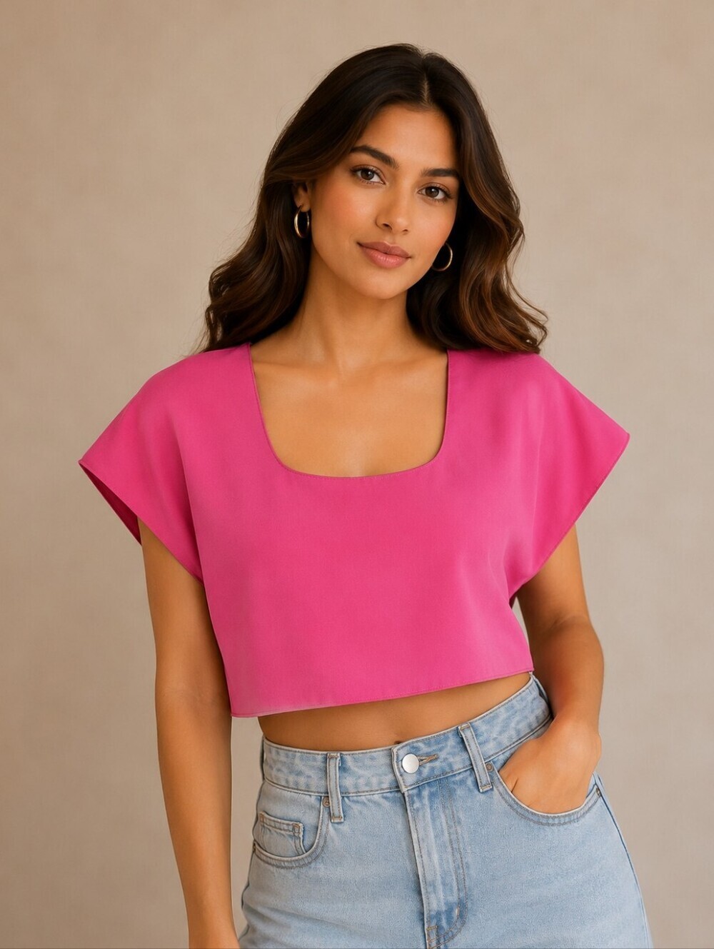 Hot Pink Crop Top Short Sleeve Size 6